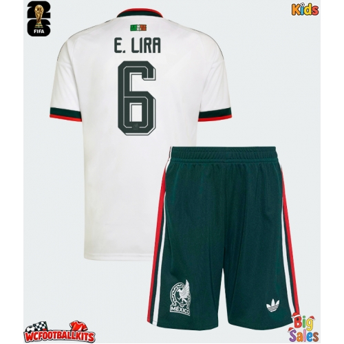 Mexico Erik Lira #6 Replica Away Stadium Kit for Kids World Cup 2026 Short Sleeve (+ pants)